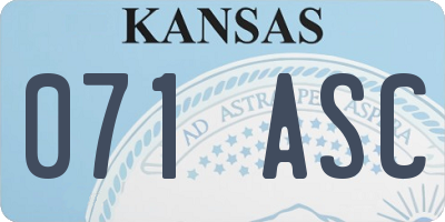 KS license plate 071ASC