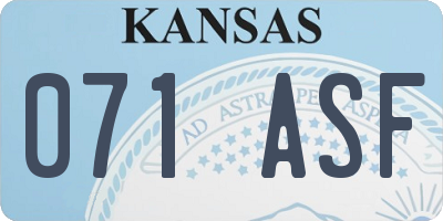 KS license plate 071ASF