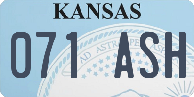 KS license plate 071ASH