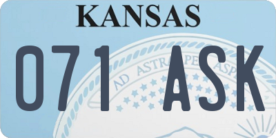 KS license plate 071ASK