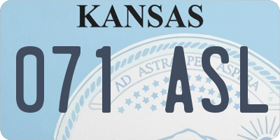 KS license plate 071ASL