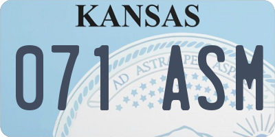 KS license plate 071ASM