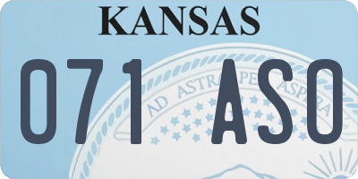 KS license plate 071ASO