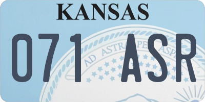 KS license plate 071ASR