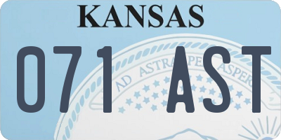 KS license plate 071AST