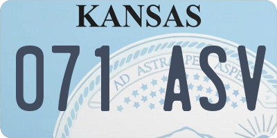 KS license plate 071ASV