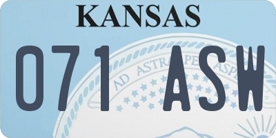 KS license plate 071ASW