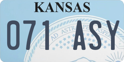 KS license plate 071ASY