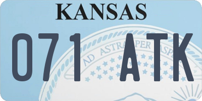 KS license plate 071ATK