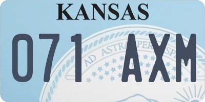 KS license plate 071AXM