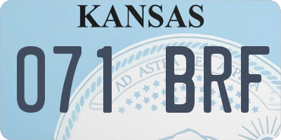 KS license plate 071BRF