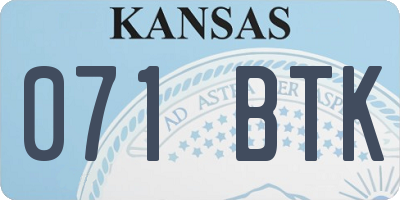 KS license plate 071BTK