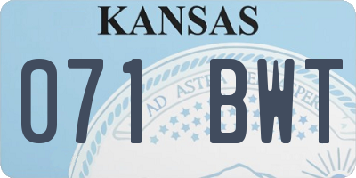 KS license plate 071BWT
