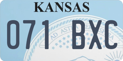 KS license plate 071BXC