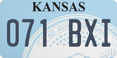 KS license plate 071BXI