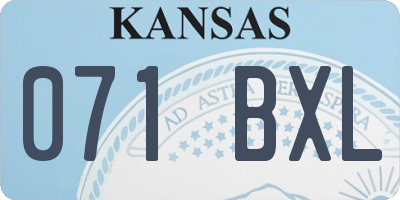 KS license plate 071BXL