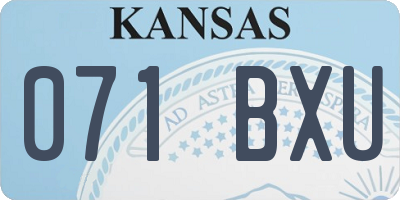 KS license plate 071BXU