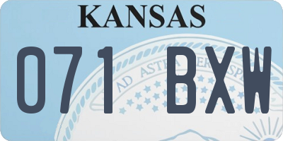 KS license plate 071BXW