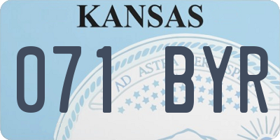 KS license plate 071BYR