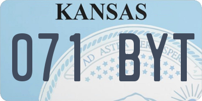 KS license plate 071BYT