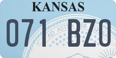 KS license plate 071BZO