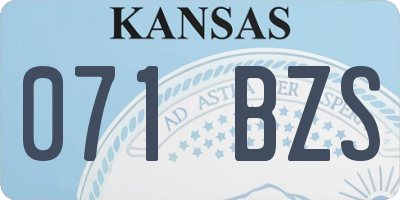 KS license plate 071BZS