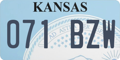 KS license plate 071BZW