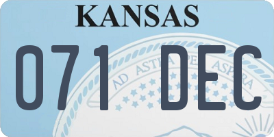 KS license plate 071DEC