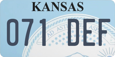 KS license plate 071DEF