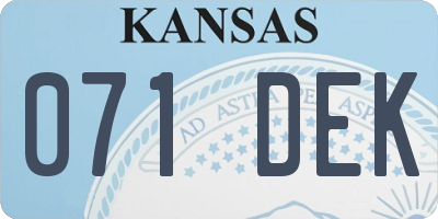 KS license plate 071DEK