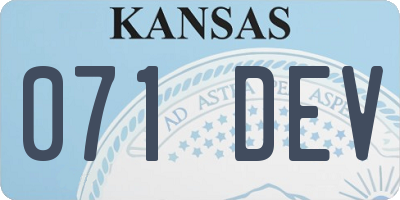 KS license plate 071DEV