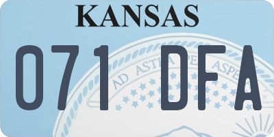 KS license plate 071DFA