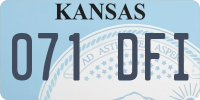 KS license plate 071DFI
