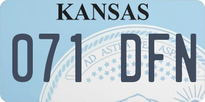 KS license plate 071DFN