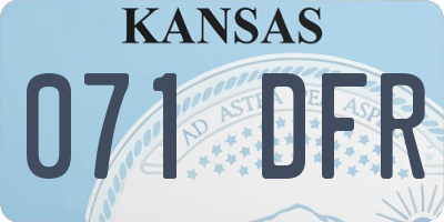 KS license plate 071DFR