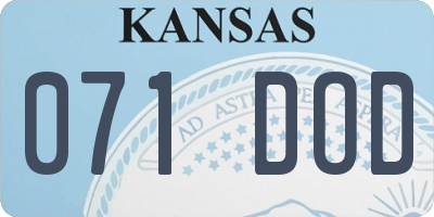 KS license plate 071DOD