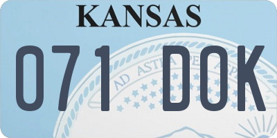 KS license plate 071DOK