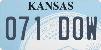 KS license plate 071DOW