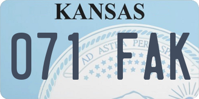 KS license plate 071FAK