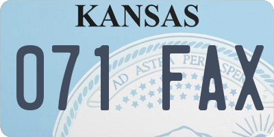 KS license plate 071FAX