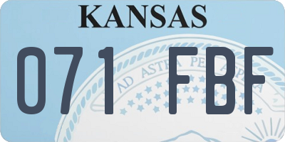 KS license plate 071FBF