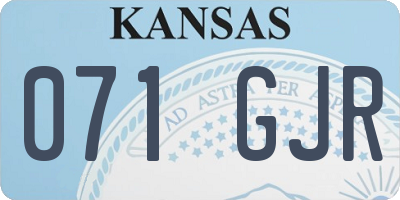 KS license plate 071GJR