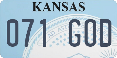 KS license plate 071GOD
