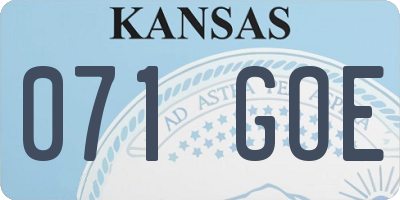 KS license plate 071GOE