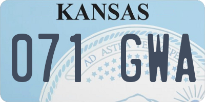 KS license plate 071GWA