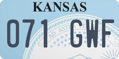 KS license plate 071GWF