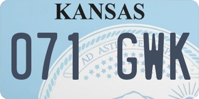 KS license plate 071GWK