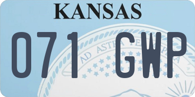 KS license plate 071GWP