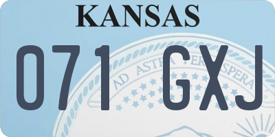 KS license plate 071GXJ