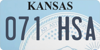 KS license plate 071HSA